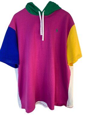 Ralph Lauren Polo Colorblock Hoodie T-Shirt XXL Short Sleeve Thick Cotton NWOT